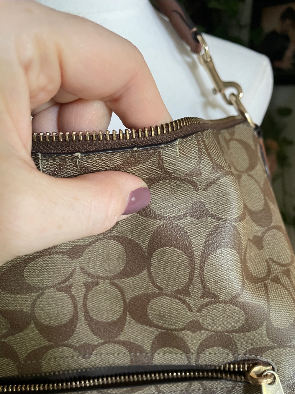 Coach C1523 Pennie Crossbody Shoulder Bag Signature Canvas Hobo Bag As Is - Picture 10 of 16